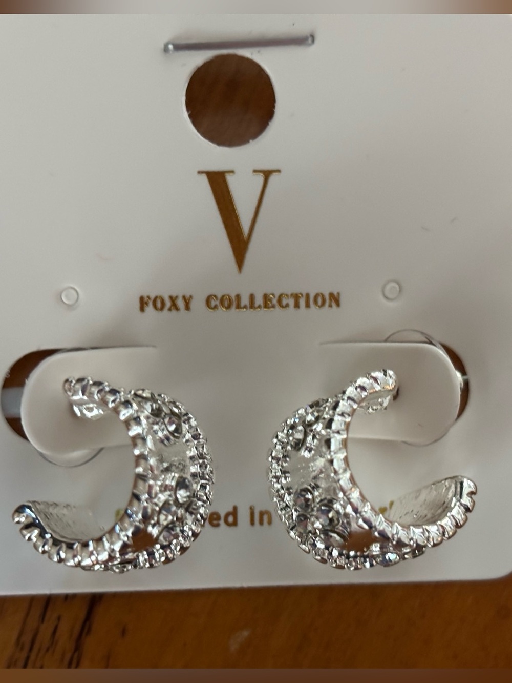 Silver Crescent Hoop Earrings